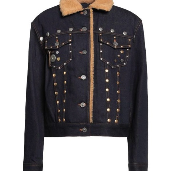 Coach Denim Shearling Embellished Jacket, NWOT. Size 6. - Picture 2 of 14